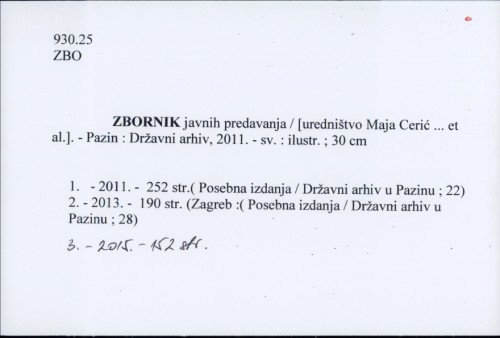 Zbornik javnih predavanja / [uredništvo Maja Cerić ... et al.].