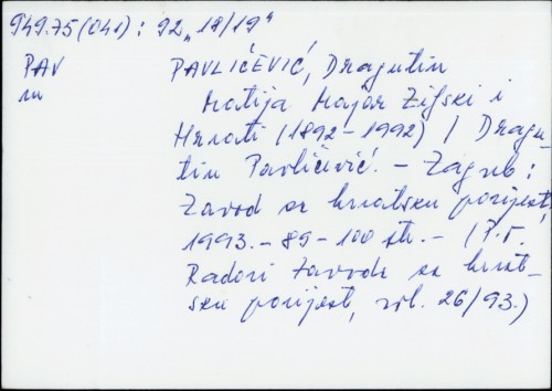 Matija Majar Ziljski i Hrvati (1892-1992) / Dragutin Pavličević.