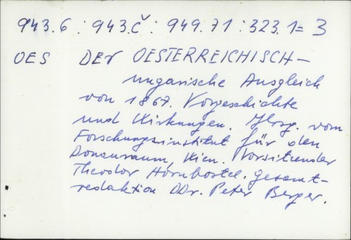 Der Oesterreichisch-ungarische Ausgleich von 1867. /