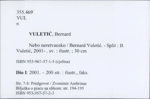 Nebo neretvansko / Bernard Vuletić.