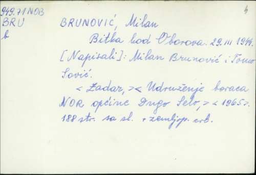 Bitka kod Oborova 29. III. 1944. / Milan Brunović