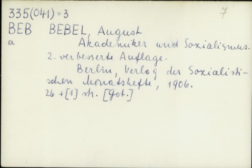 Akademiker und Sozialismus / August Bebel