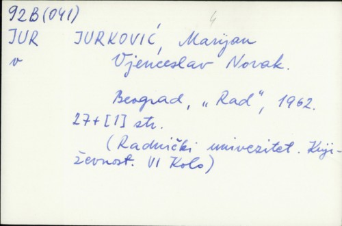 Vjenceslav Novak / Marijan Jurković.