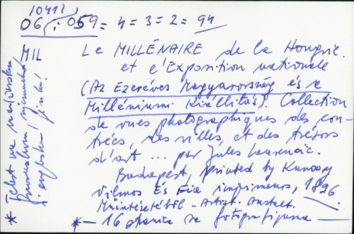 Le Millenaire de la Hongrie et e'Exposition nationale /