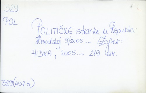 Političke stranke u Republici Hrvatskoj 9/2005. /