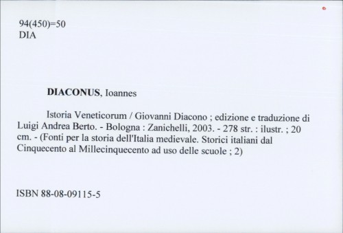 Istoria Veneticorum / Giovanni Diacono