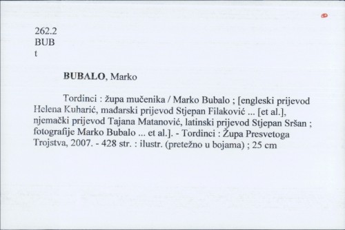 Tordinci : župa mučenika / Marko Bubalo