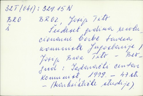 Šezdeset godina revolucionarne borbe Saveza komunista Jugoslavije / Josip Broz Tito