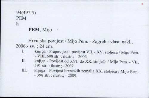 Hrvatska povijest / Mijo Pem.