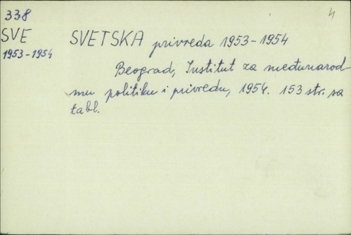Svetska privreda 1953.-1954. /