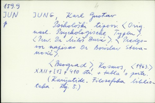 Psihološki tipovi / Karl Gustav Jung