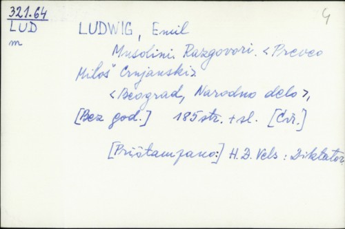 Musolini : razgovori / Emil Ludwig