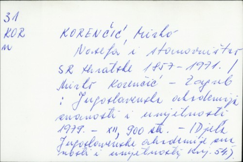 Naselja i stanovništvo SR Hrvatske 1857-1971 / Mirko Korenčić.