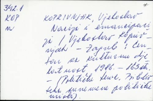Nacija i emancipacija / Vjekoslav Koprivnjak.