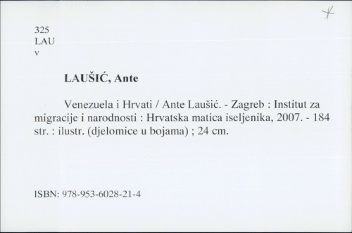 Venezuela i Hrvati / Ante Laušić.