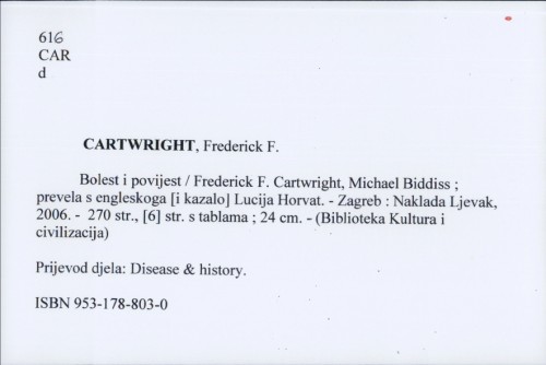 Bolest i povijest / Frederick F. Cartwright