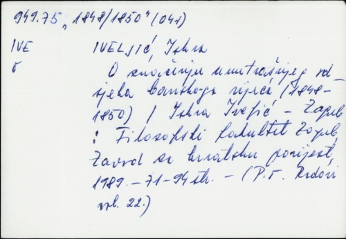 O značenju unutrašnjeg odsjeka banskoga vijeća (1848-1850) / Iskra Iveljić