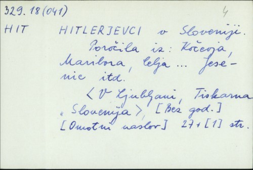 Hitlerjevci v Sloveniji /