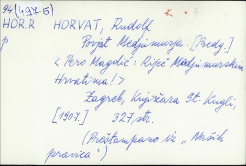 Povjest Medjumurja / Rudolf Horvat