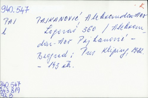Logoraš 360 / Aleksandar-Aco Pajkanović.