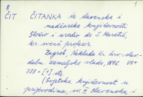 Čitanka iz slavenske i madžarske književnosti / T. Maretić