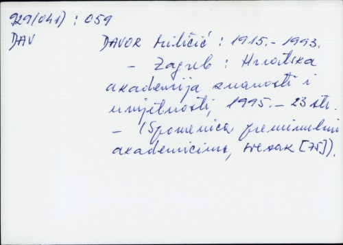 Davor Miličić : 1915.-1993. /