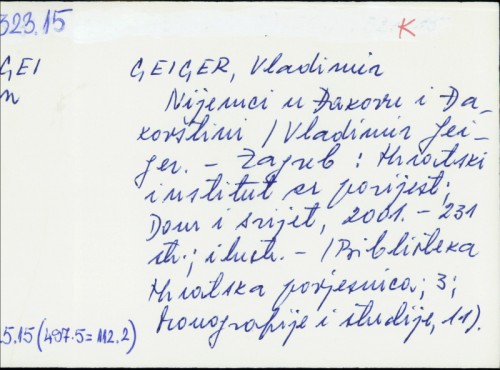 Nijemci u Đakovu i Đakovštini / Vladimir Geiger