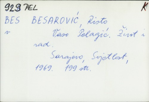 Vaso Pelagić : život i rad / Risto Besarović