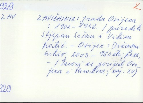 Zavičajnici grada Osijeka : 1901. - 1946. /