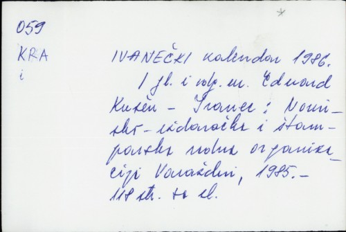 Ivanečki kalendar 1986. /