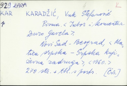 Pisma / Vuk Stefanović Karadžić
