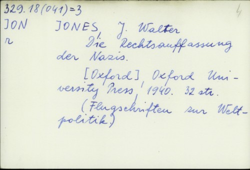 Die Rechtsauffassung der Nazis / J. Walter Jones
