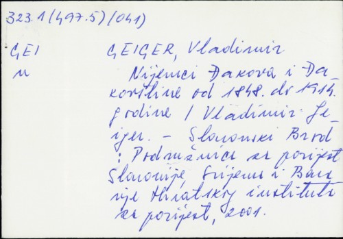 Nijemci Đakova i Đakovštine od 1848. do 1914. godine / Vladimir Geiger