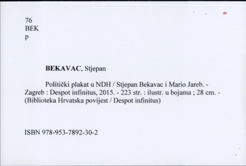 Politički plakat u NDH / Stjepan Bekavac