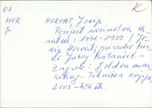 Povijest novinstva Hrvatske : 1771.-1939. / Josip Horvat
