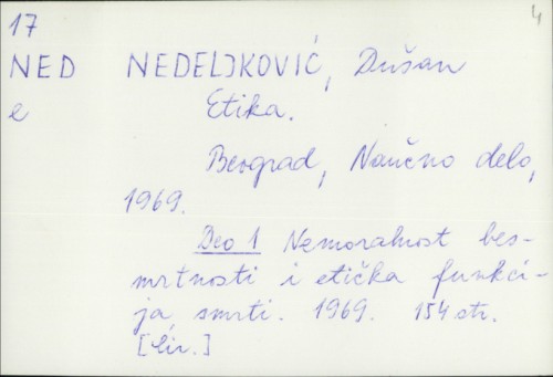 Etika / Dušan Nedeljković.