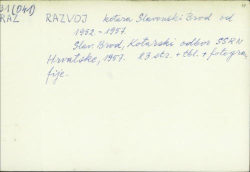 Razvoj kotara Slavonski Brod od 1952.-1957. /