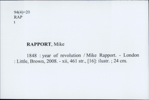 1848 : year of revolution / Mike Rapport.