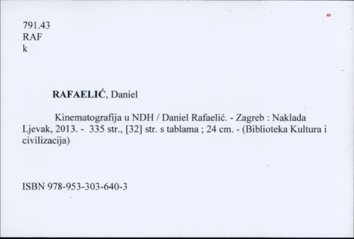 Kinematografija u NDH / Daniel Rafaelić.