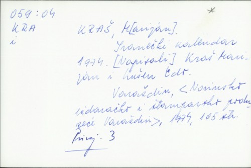 Ivanečki kalendar 1974. / Marijan Kraš