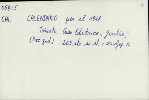 Calendario per il 1948. /