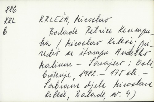 Balade Petrice Kerempuha / Miroslav Krleža.