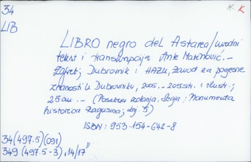 Libro negro del Astarea / uvodni tekst i transkripcija Ante Marinović.