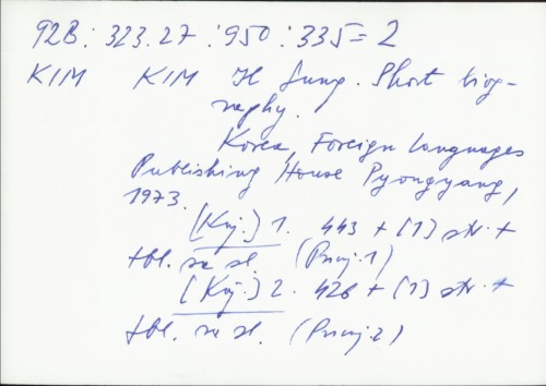 Kim Il Sung : short biography /
