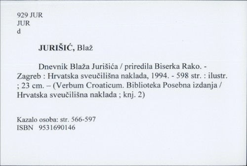 Dnevnik Blaža Jurišića / Blaž Jurišić