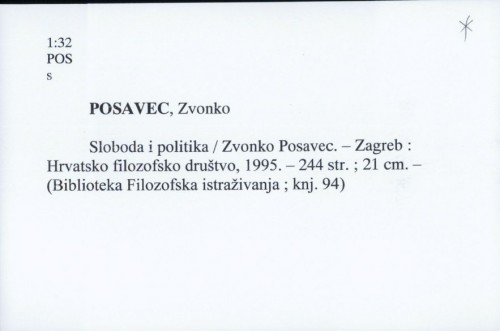 Sloboda i politika / Zvonko Posavec.