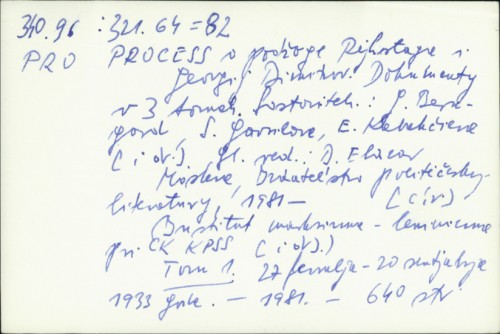 Process o podžoge Rejchstaga i Georgij Dimitrov : dokumenty /