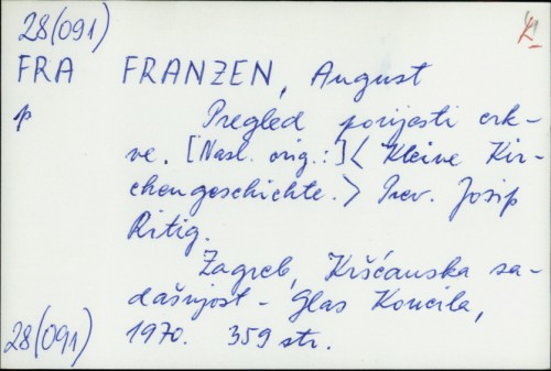 Pregled povijesti crkve / August Franzen