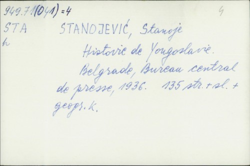 Historie de Yougoslavie / Stanoje Stanojević