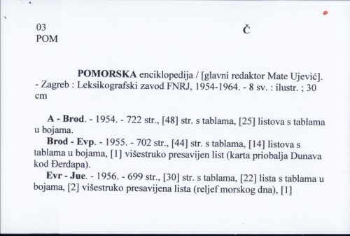 Pomorska enciklopedija / [glavni redaktor Mate Ujević].